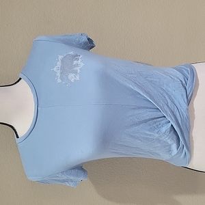 Rebellious One Junior's  Blue Elephant Knot Front Short Sleeve T-Shirt